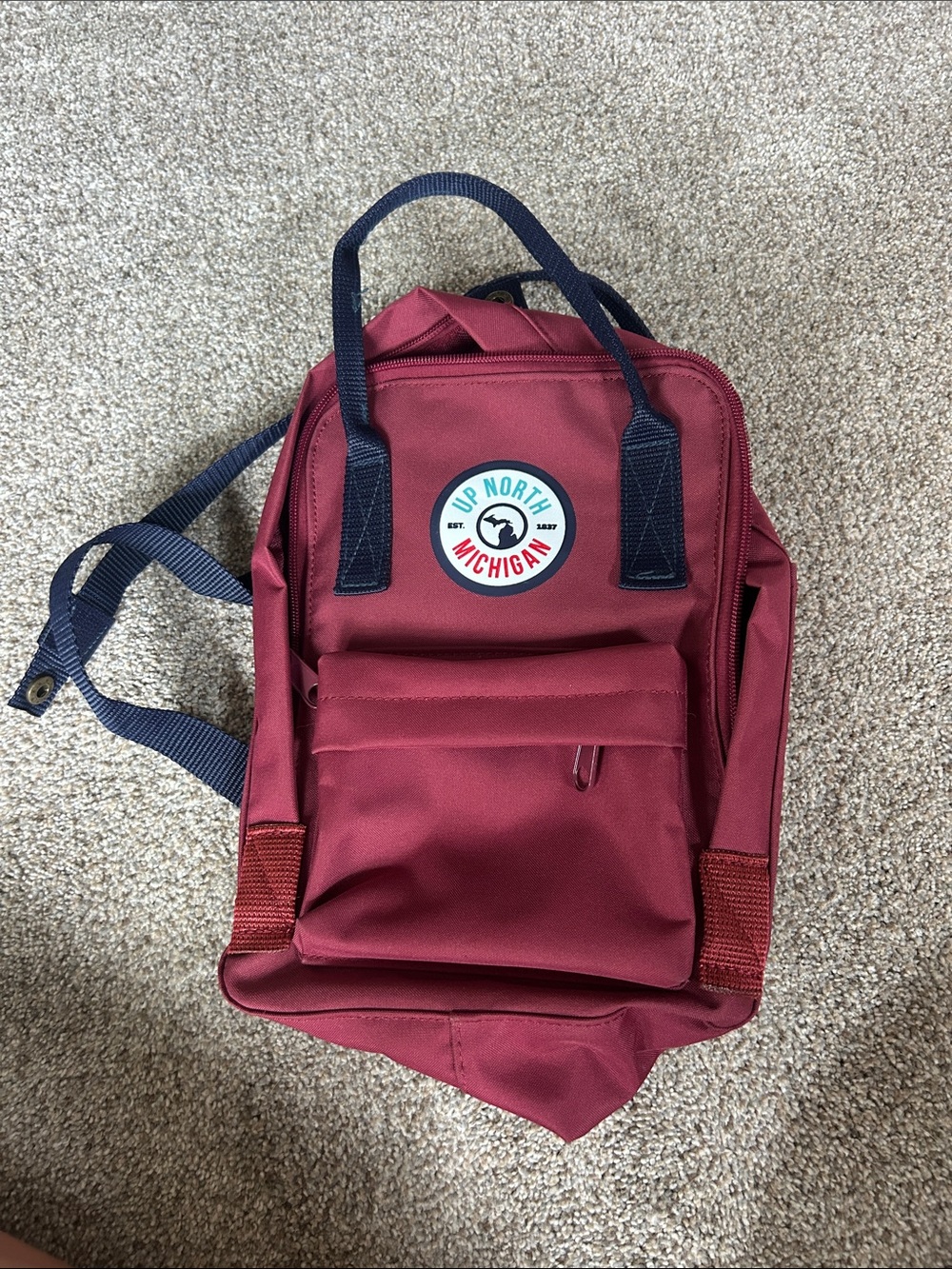 Backpack with UP Michigan on it